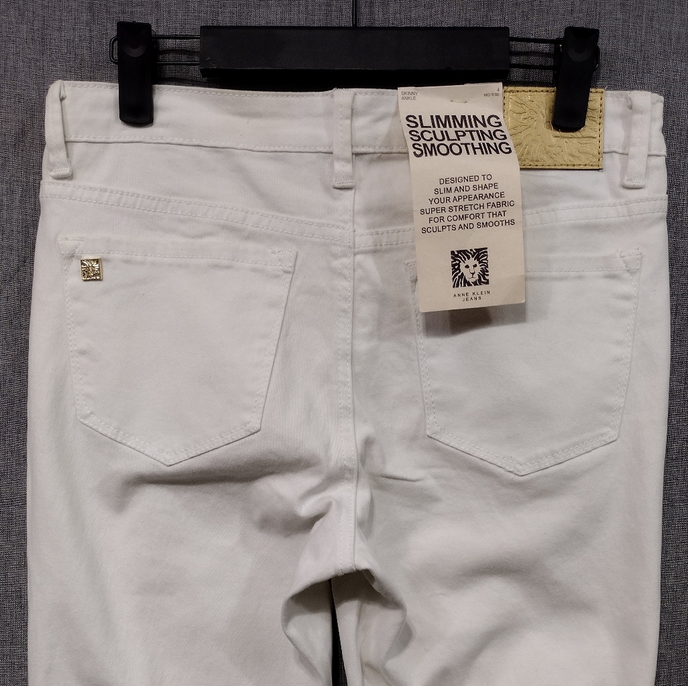 NWT Anne Klein Skinny Ankle Jeans Womens 4 White Embroidered Floral Retro 90s - Picture 5 of 11